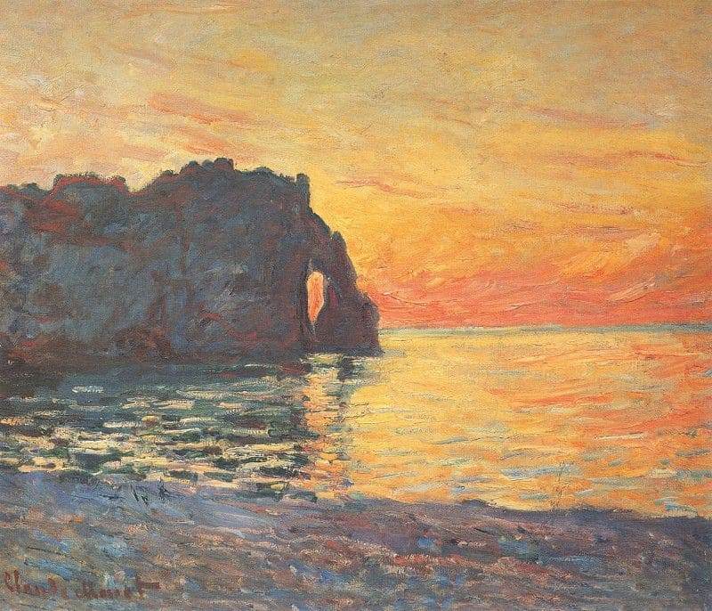Клод Моне - Клифф д`Аваль, Закат, 1885 год